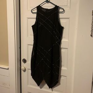 Black beaded cocktail dress